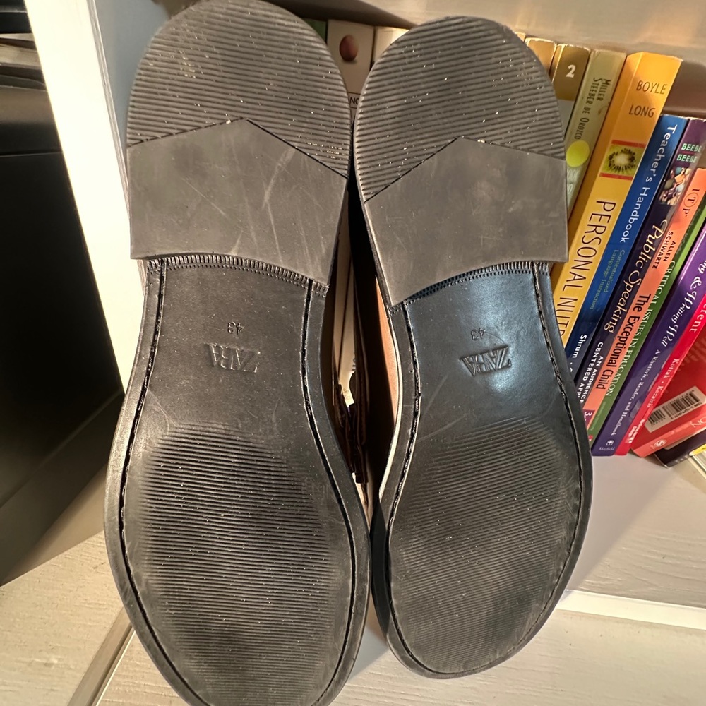 Zara Brown and Cream Leather Penny Loafers - Picture 10 of 14